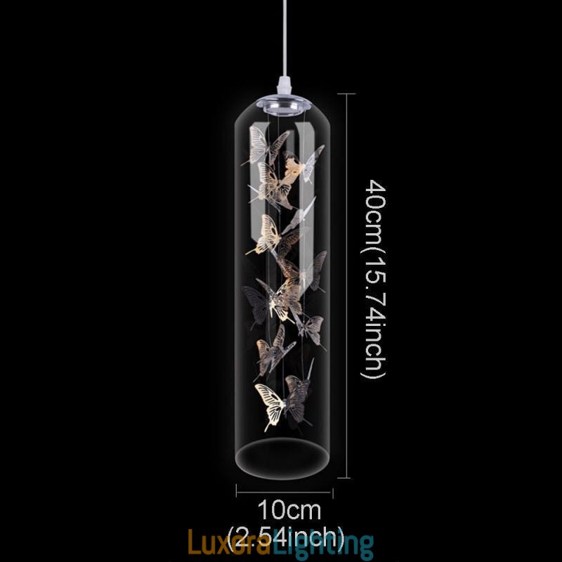 Designer Touch Decorative Glass Pendant Light Creative Nordic Cylinder Lamp Butterfly Light