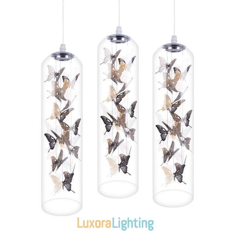 Designer Touch Decorative Glass Pendant Light Creative Nordic Cylinder Lamp Butterfly Light