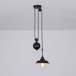 Designer Touch Decorative Industrial Farmhouse Pulley Pendant Light Retractable Design Adjustable Height