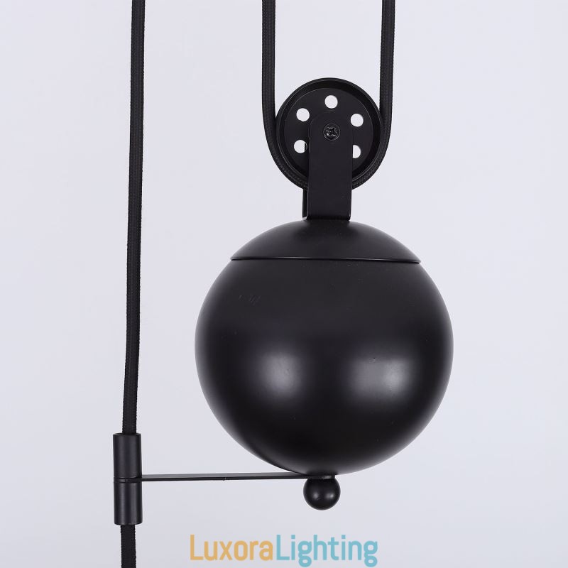 Designer Touch Decorative Industrial Farmhouse Pulley Pendant Light Retractable Design Adjustable Height