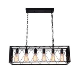 Designer Touch Decorative Rustic Rectangular Pendant Light 6 Light Farmhouse Hanging Light