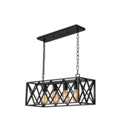 Designer Touch Decorative Rustic Rectangular Pendant Light 4 Light Farmhouse Hanging Light