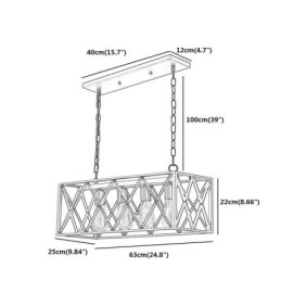 Designer Touch Decorative Rustic Rectangular Pendant Light 4 Light Farmhouse Hanging Light