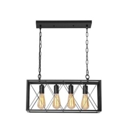 Designer Touch Decorative Rustic Rectangular Pendant Light 4 Light Farmhouse Hanging Light