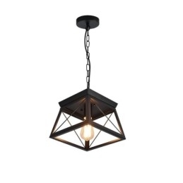 Designer Touch Decorative Vintage Trapezoidal Pendant Light Metal Black Ceiling Light