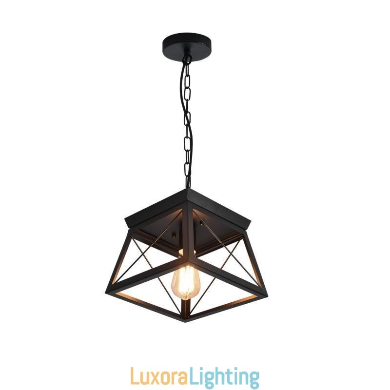 Designer Touch Decorative Vintage Trapezoidal Pendant Light Metal Black Ceiling Light