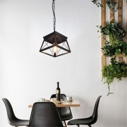 Designer Touch Decorative Vintage Trapezoidal Pendant Light Metal Black Ceiling Light