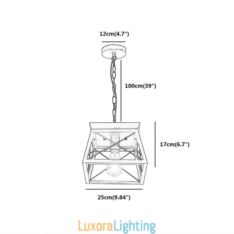 Designer Touch Decorative Vintage Trapezoidal Pendant Light Metal Black Ceiling Light