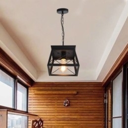 Designer Touch Decorative Vintage Trapezoidal Pendant Light Metal Black Ceiling Light