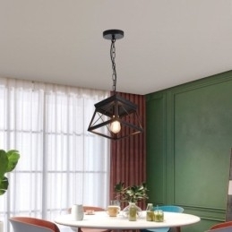 Designer Touch Decorative Vintage Trapezoidal Pendant Light Metal Black Ceiling Light