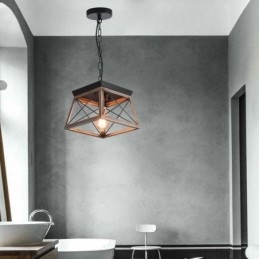 Designer Touch Decorative Vintage Trapezoidal Pendant Light Metal Black Hanging Light