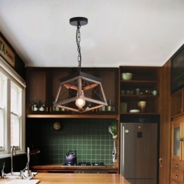 Designer Touch Decorative Vintage Trapezoidal Pendant Light Metal Black Hanging Light