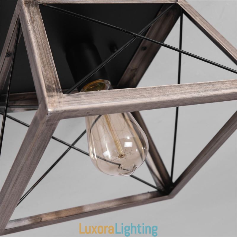 Designer Touch Decorative Vintage Trapezoidal Pendant Light Metal Black Hanging Light
