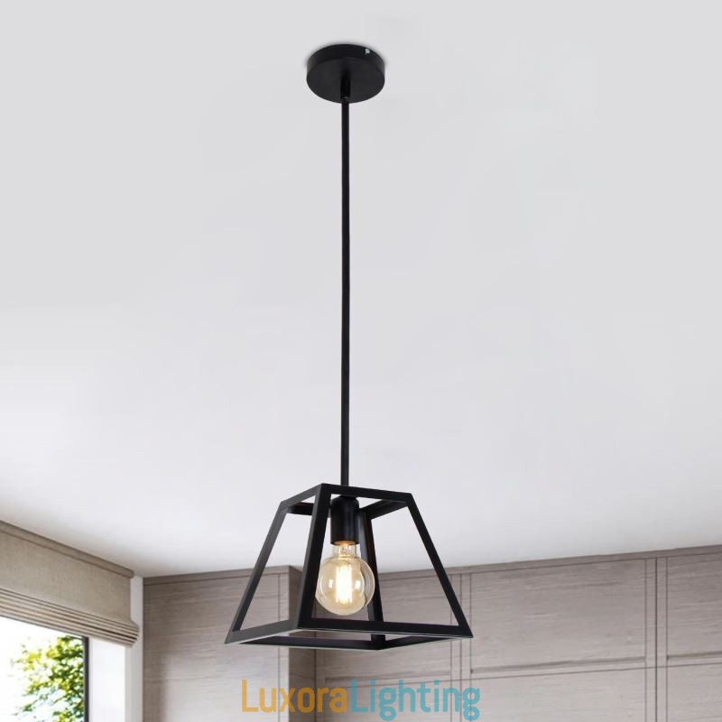 Designer Touch Decorative Rustic Farmhouse Pendant Light Industrial Mini Metal Ceiling Light Trapezoidal Shape Island