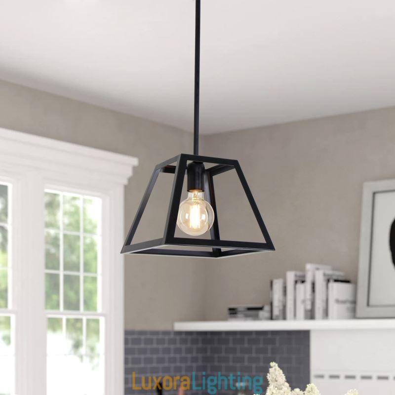 Designer Touch Decorative Rustic Farmhouse Pendant Light Industrial Mini Metal Ceiling Light Trapezoidal Shape Island