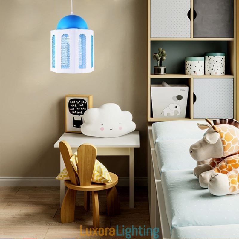 Designer Touch Decorative Castle Shaped Pendant Light Modern Blue and White Color Light