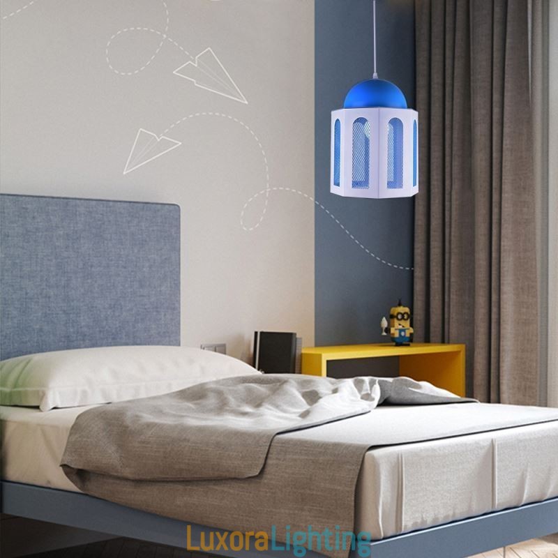 Designer Touch Decorative Castle Shaped Pendant Light Modern Blue and White Color Light