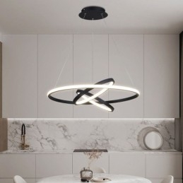 Designer Touch Decorative Modern Chandelier Dimmable 3 Ring Pendant Lighting