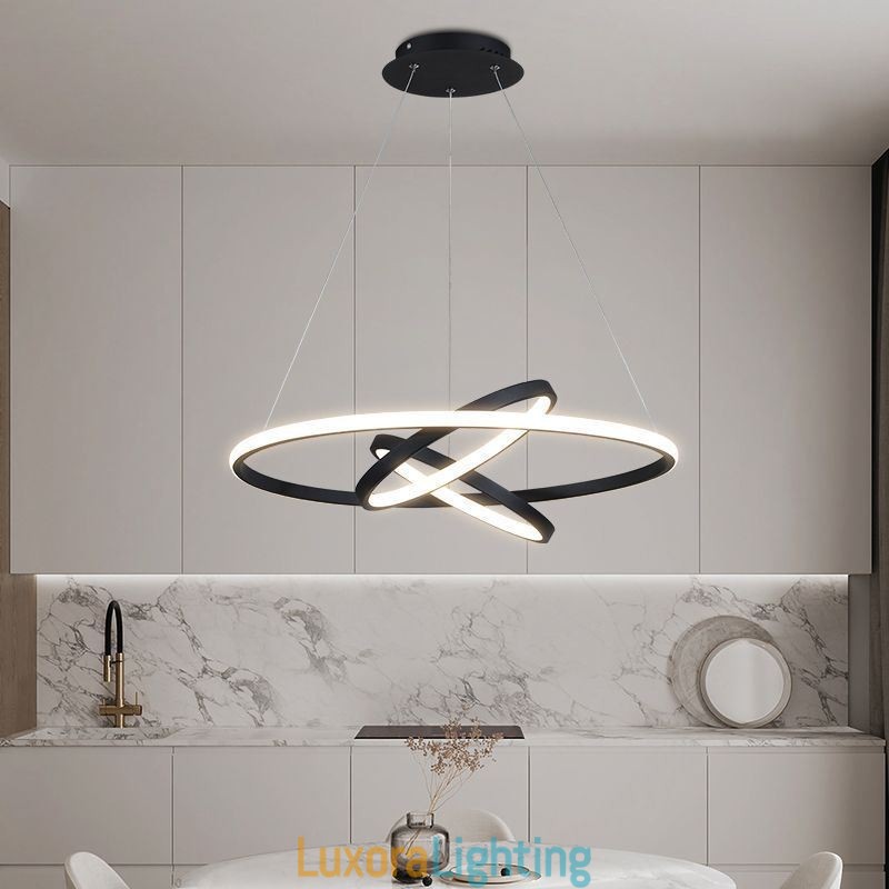 Designer Touch Decorative Modern Chandelier Dimmable 3 Ring Pendant Lighting