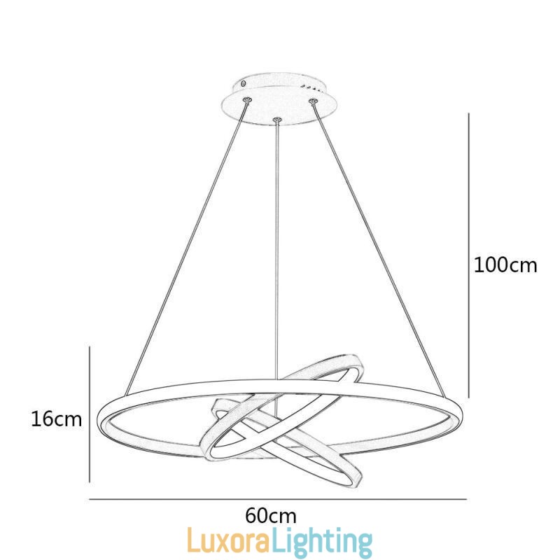 Designer Touch Decorative Modern Chandelier Dimmable 3 Ring Pendant Lighting