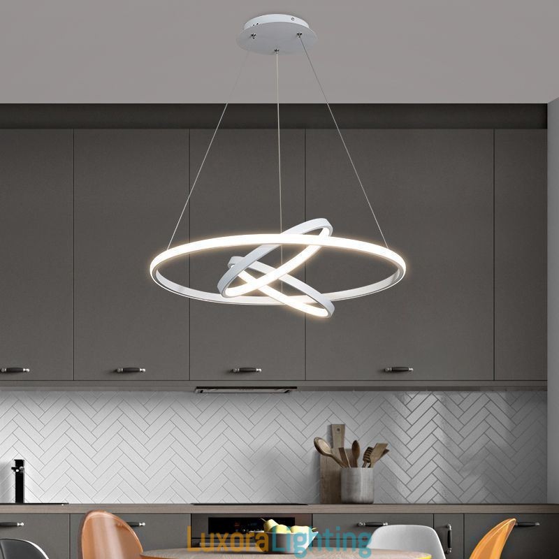Designer Touch Decorative Modern Chandelier Dimmable 3 Ring Pendant Lighting
