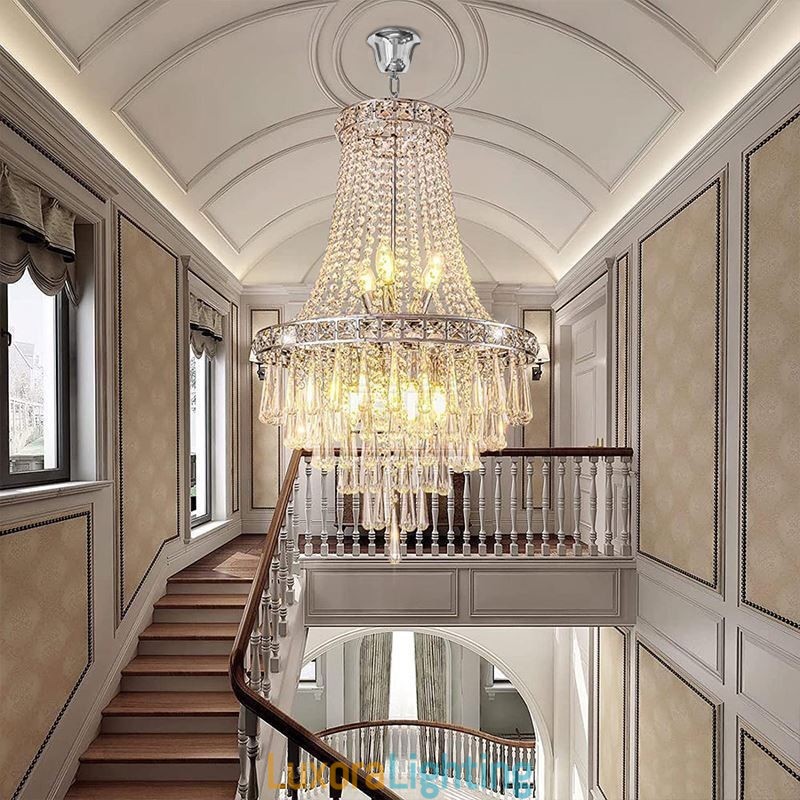Designer Touch Decorative Modern Crystal Chandelier Contemporary Elegant Ceiling Light Fixture Duplex Stair