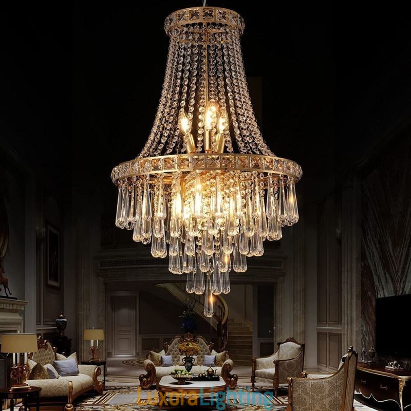 Designer Touch Decorative Modern Crystal Chandelier Contemporary Elegant Ceiling Light Fixture Duplex Stair