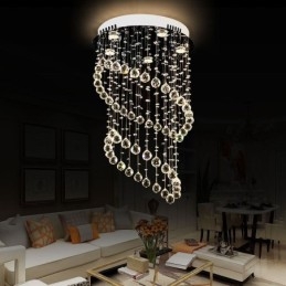 Designer Touch Decorative Modern Crystal Chandelier Round Raindrop Ceiling Light