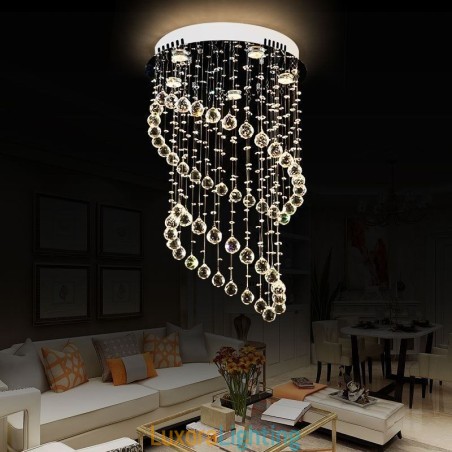 Designer Touch Decorative Modern Crystal Chandelier Round Raindrop Ceiling Light