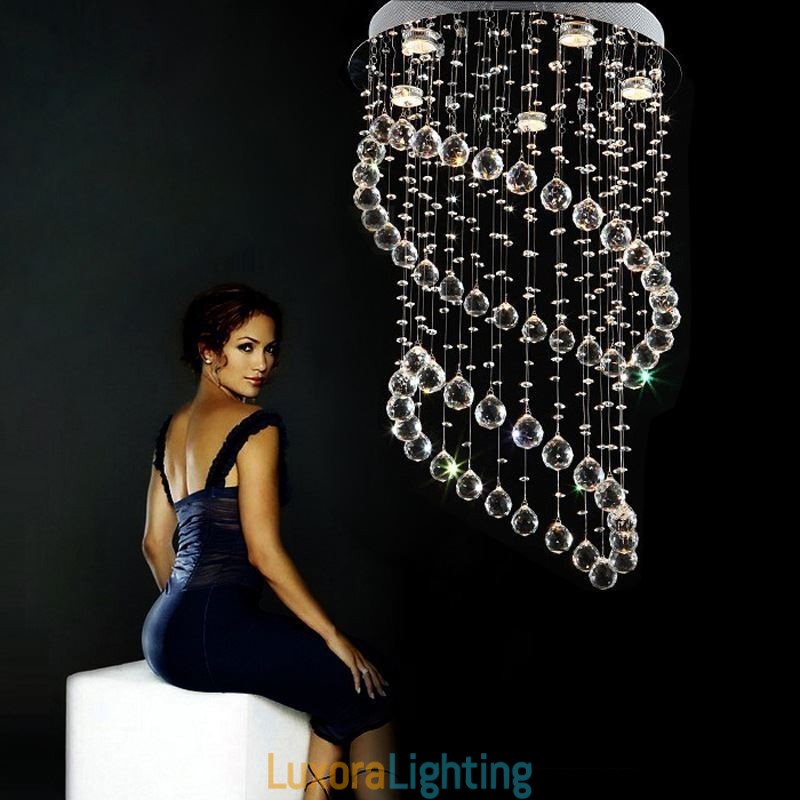 Designer Touch Decorative Modern Crystal Chandelier Round Raindrop Ceiling Light