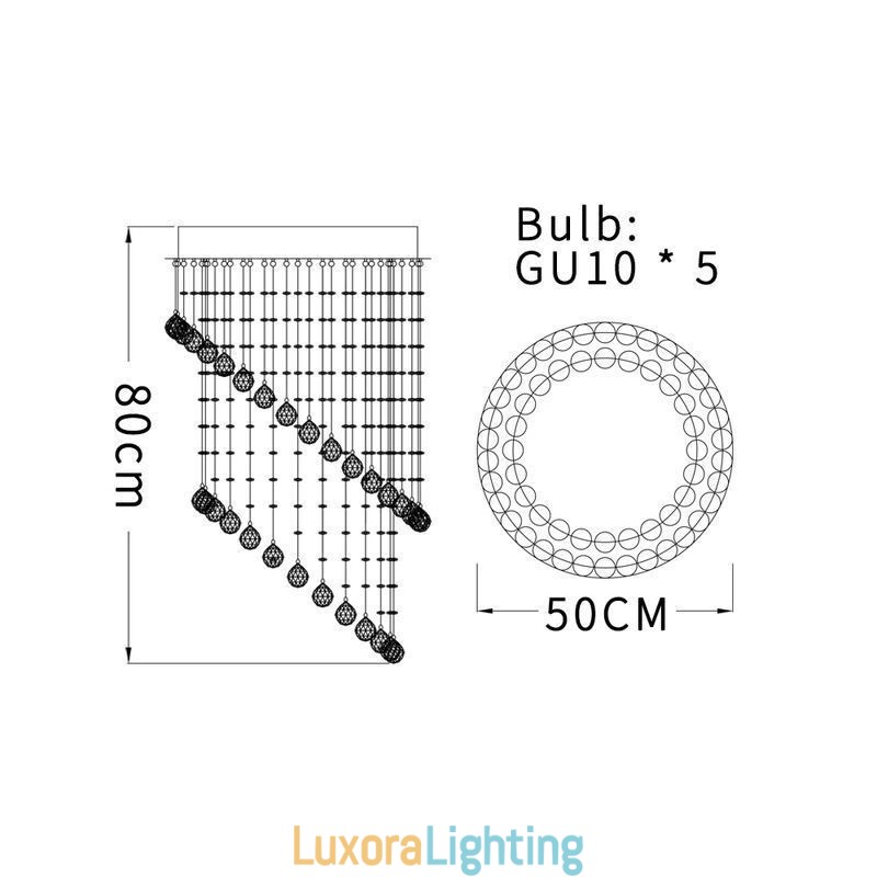 Designer Touch Decorative Modern Crystal Chandelier Round Raindrop Ceiling Light