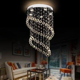 Designer Touch Decorative Modern Crystal Chandelier Round Raindrop Ceiling Light