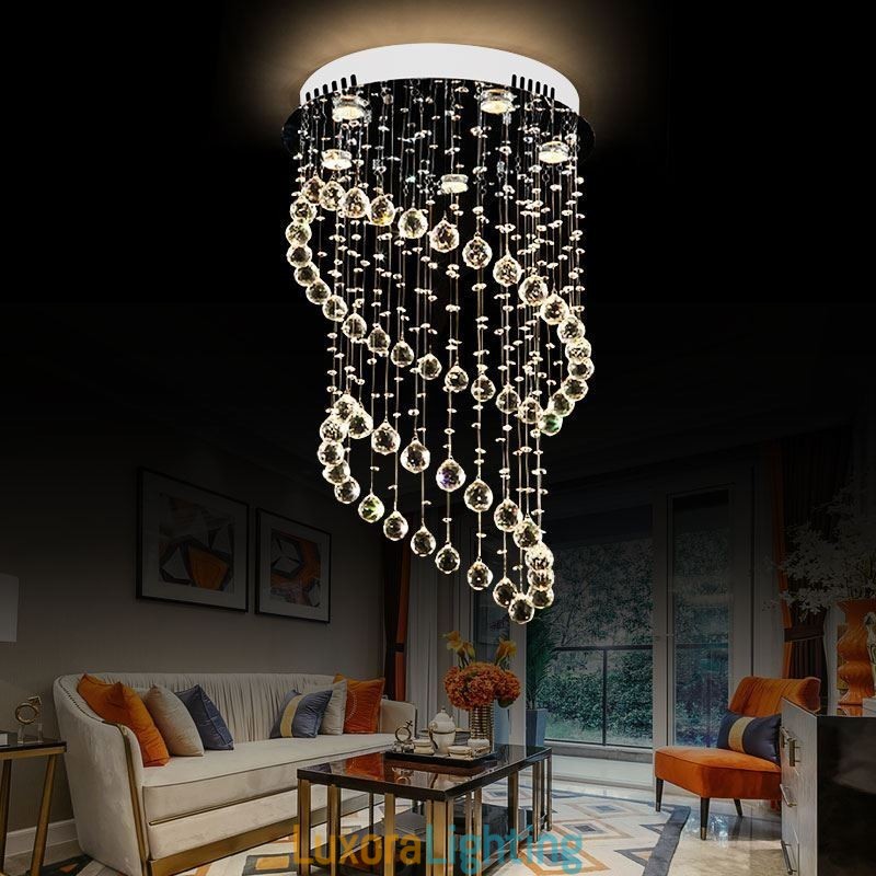 Designer Touch Decorative Modern Crystal Chandelier Round Raindrop Ceiling Light