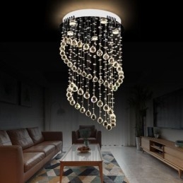 Designer Touch Decorative Modern Crystal Chandelier Round Raindrop Ceiling Light