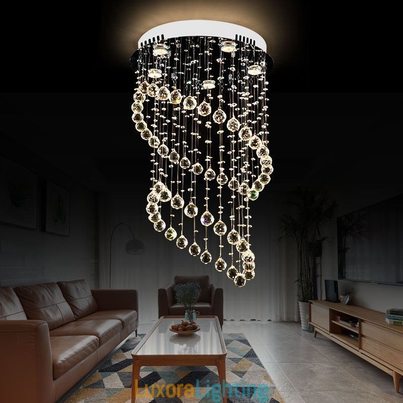 Designer Touch Decorative Modern Crystal Chandelier Round Raindrop Ceiling Light