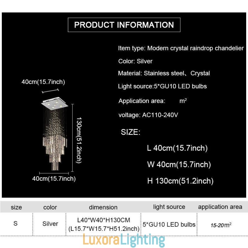Designer Touch Decorative Modern Square Crystal Chandelier Contemporary Elegant Ceiling Light Fixture Duplex Stair