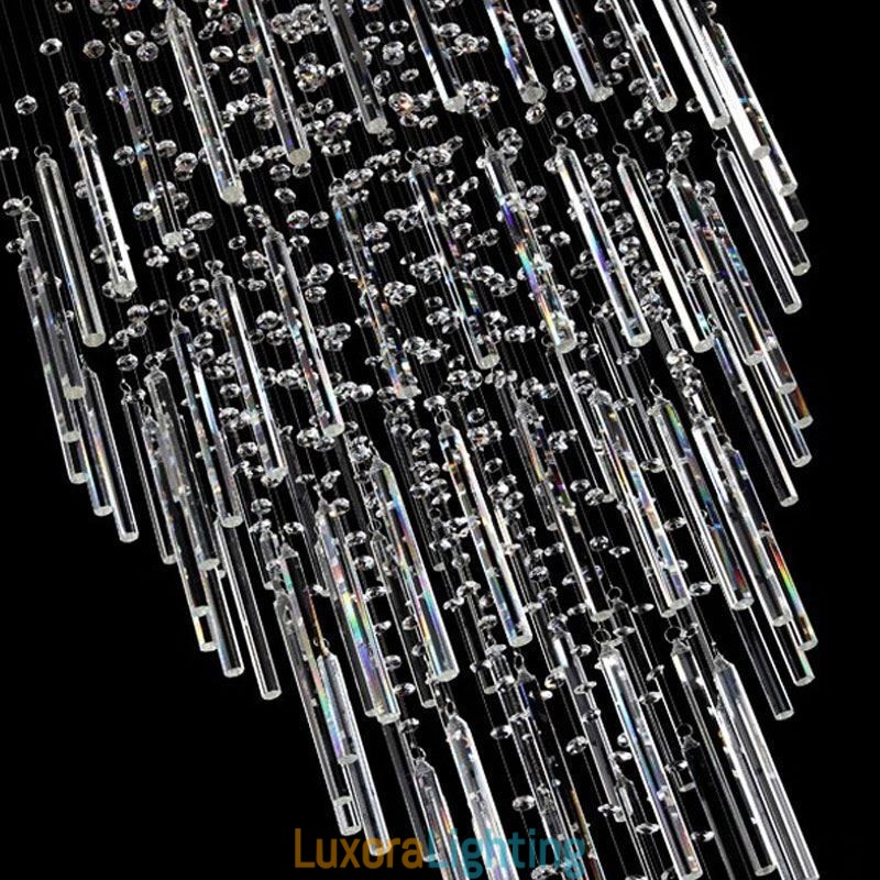 Designer Touch Decorative Modern Square Crystal Chandelier Contemporary Elegant Ceiling Light Fixture Duplex Stair