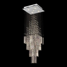 Designer Touch Decorative Modern Square Crystal Chandelier Contemporary Elegant Ceiling Light Fixture Duplex Stair