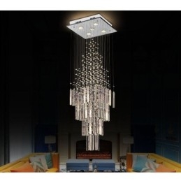 Designer Touch Decorative Modern Square Crystal Chandelier Contemporary Elegant Ceiling Light Fixture Duplex Stair