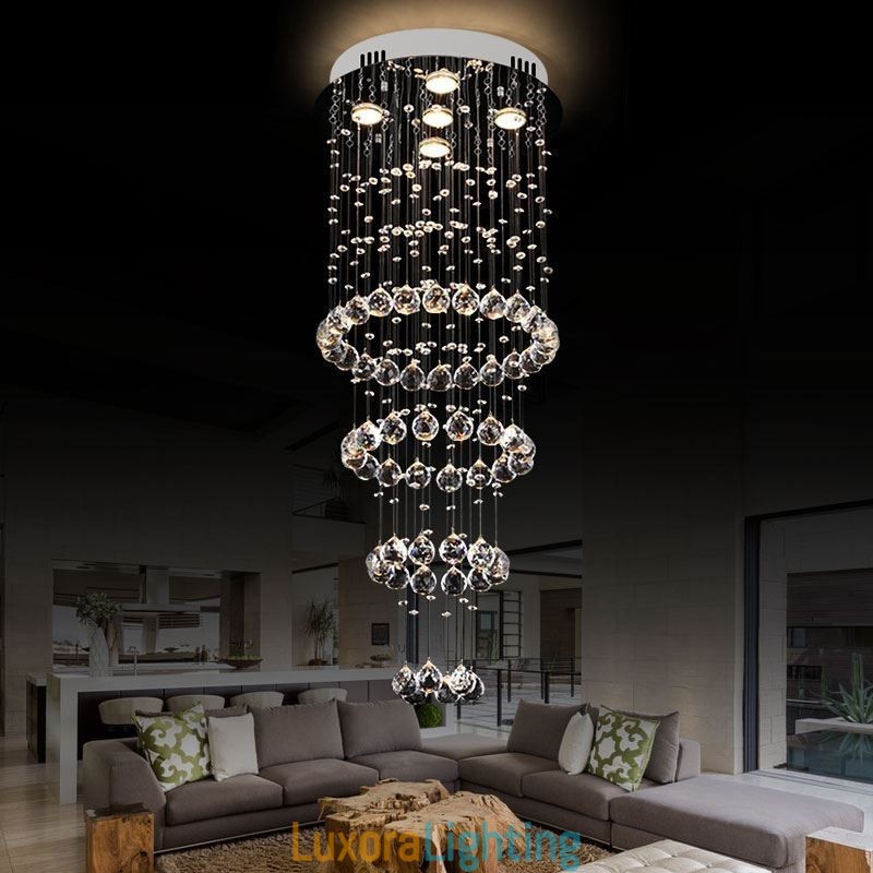 Designer Touch Decorative Crystal Chandelier Contemporary Elegant Ceiling Light Fixture Duplex Stair
