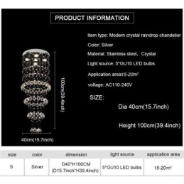 Designer Touch Decorative Crystal Chandelier Contemporary Elegant Ceiling Light Fixture Duplex Stair