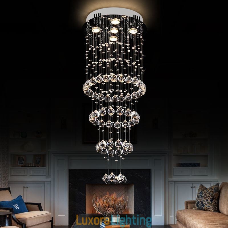 Designer Touch Decorative Crystal Chandelier Contemporary Elegant Ceiling Light Fixture Duplex Stair