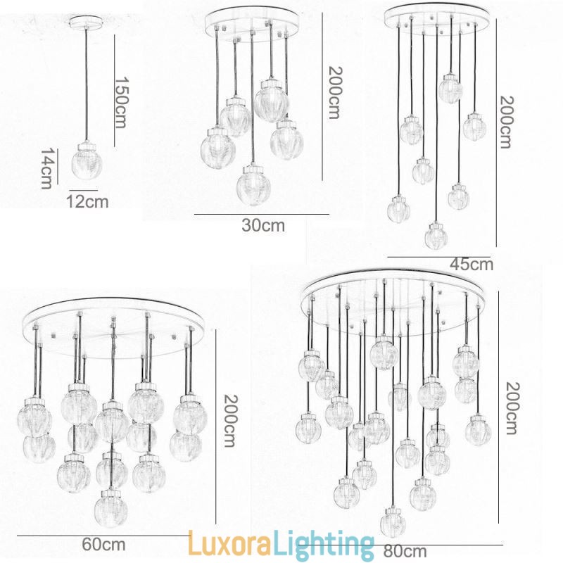 Designer Touch Decorative American Cluster Pendant Lamp Light Luxurious Glass Ball Ceiling Light