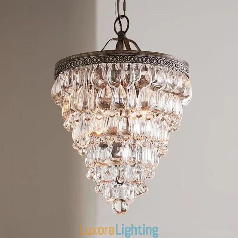 Designer Touch Decorative American Crystal Ceiling Light Country Retro Round Pendant Light
