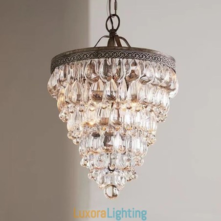 Designer Touch Decorative American Crystal Ceiling Light Country Retro Round Pendant Light