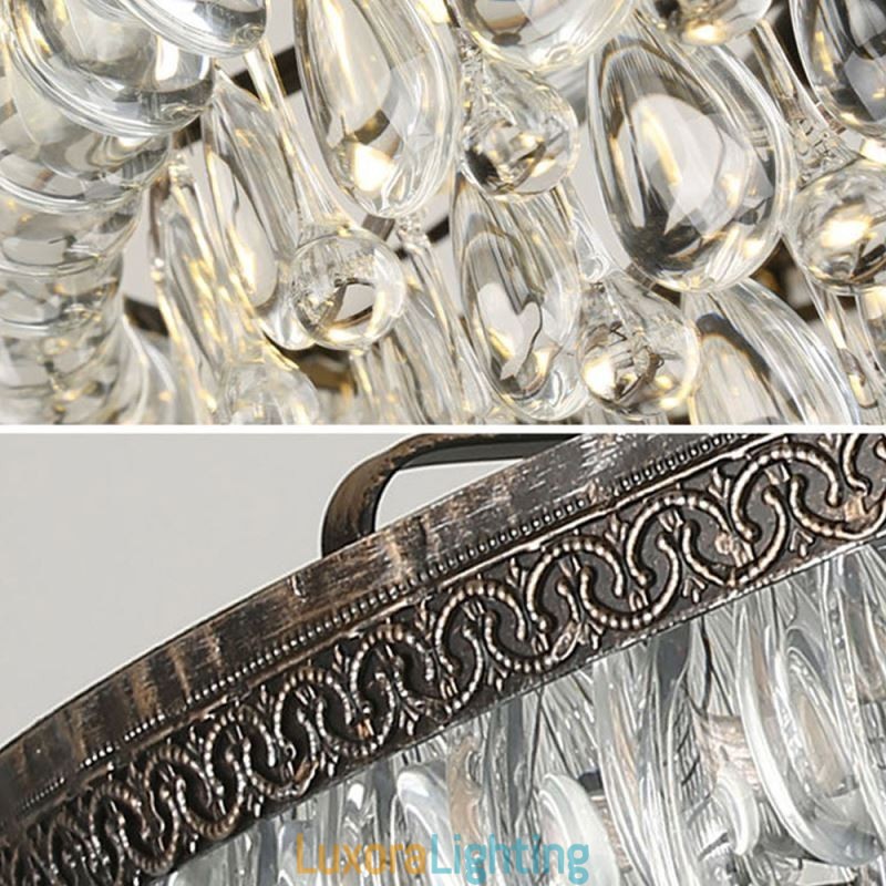 Designer Touch Decorative American Crystal Ceiling Light Country Retro Round Pendant Light