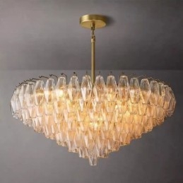 Designer Touch Decorative American Pendant Light Glass Ceiling Light Amber Transparent 90cm 14 Lights