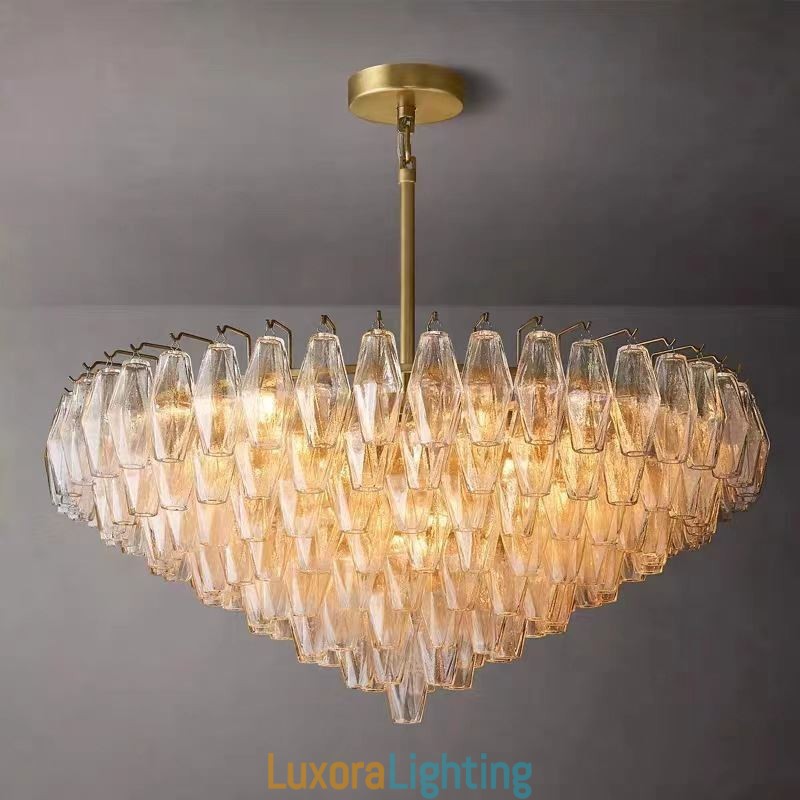 Designer Touch Decorative American Pendant Light Glass Ceiling Light Amber Transparent 90cm 14 Lights