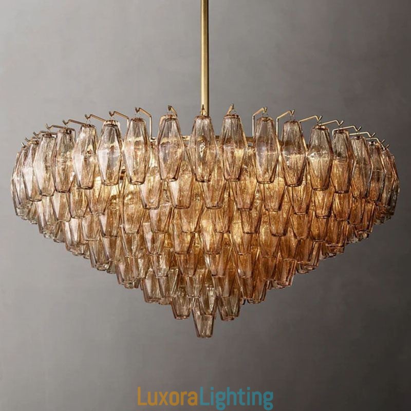 Designer Touch Decorative American Pendant Light Glass Ceiling Light Amber Transparent 90cm 14 Lights