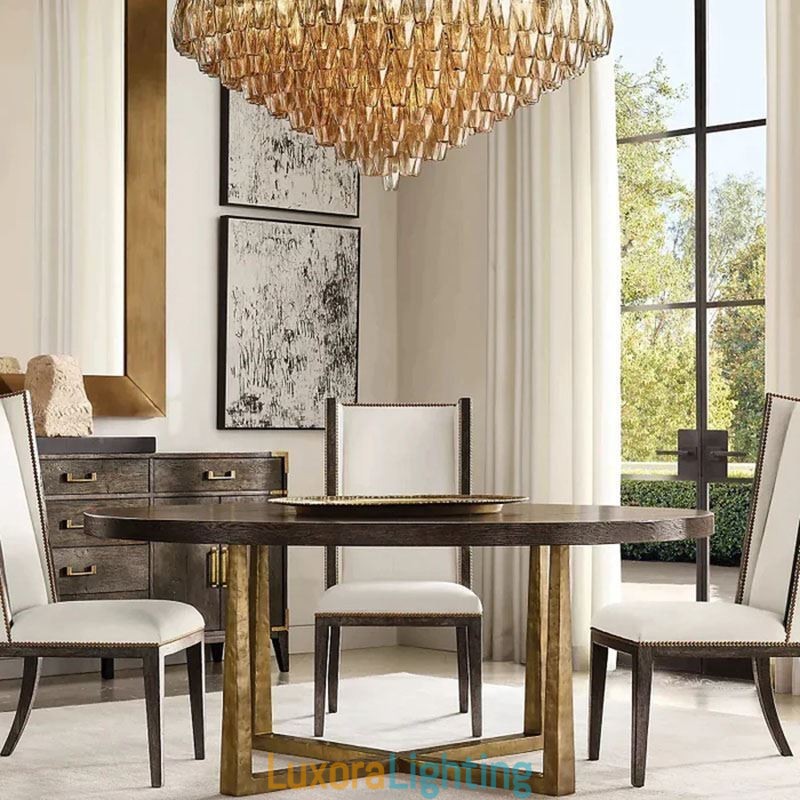 Designer Touch Decorative American Pendant Light Glass Ceiling Light Amber Transparent 90cm 14 Lights